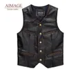 Mens Vests men 100% real Genuine leather vest jacket Vintage Leather Motorcycle Vest Slim Fit Real Cow Waistcoat Bike 231127