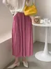 Jupes 2023 été longue plissée pour les femmes rose taille haute une ligne pli Maxi jupe élégante mince Style coréen droite violet