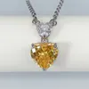 Grand amour coeur rose/jaune zircone pendentif collier pour femmes clavicule chaîne bijoux Banquet fête cadeau