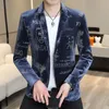 Ternos masculinos Blazers Luxury Gold Velvet Men Autumn Korean One Button Slim Masculino Casual Casual Casual Chegada Marca Bronzing Blazer Masculino 230427