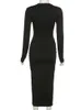 Basic Casual Jurken Herfst Gekruist Decolleté Maxi Jurk Vrouwen Beknopte Kant Gemorst Elegante Vestido Lady High Street Bodycon Slanke Gewaad Rok 231127