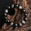 Strand äkta naturlig grå obsidian ädelstenar sten kristall stretch runda pärla kvinna man armband power mode 8mm 10mm 12mm 14mm