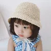 CAPS HATS Summer Baby Straw Hats pojkar och flickor spetslätt barn handgjorda vikbara solmössa spetsar strand sol utomhus hatt 230427
