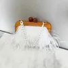 Shoulder Bags Feather Wooden Party Evening Acrylic Handle Chain Clutch for Women Purses and Handbags Shouldr Crossbody 2023 Fashion 230426