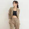 Women's Two Piece Pants 2023 Autumn Winter Suits For Women Korean Fashion Style Khaki Casual Outwears Pant Sets Elastic Waist Elegant Pieces Set 231127