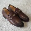 Chaussures habillées Brown Hommes Mocassins Square Toe SlipOn Business Sheos Taille 3848 Zapatos de Vestir Hombre 231124