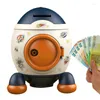 Storage Bottles Kids Piggy Bank Cartoon Rocket Statue Money Box Tabletop Craft With Exquisite Stickers Practical Gifts