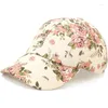 Cappellini da baseball da donna Cappelli con stampa da baseball da donna Ombra Coppia per esterni in cotone elasticizzato Fiori Foglie Berretto da bambina per ragazze