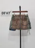 Saias Deat Mulheres Denim Múltiplos Bolsos Patchwork Lavado Lace Up Carga Uma Linha Mini Saia 2023 Outono Moda 29L3411 231127