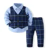 衣類セットキッズボーイ紳士服セット長袖シャツ+ウエストコート+パンツウェディングパーティードレスの衣装の幼児の少年の衣装
