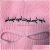 Motorcycle Face Mask Cycling Caps Masks 2022 Aldt Autumn Winter Ski 3-Hole Keep Warm Knit Hat Fl Er Clava Hats Funny Party Embroider Dhzza