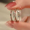 Band Ringe Neue Trendy Luxus Paar Ringe für Frauen Männer Schillernde Quadratische Zirkonia Zarte Ring Hochzeit Valentinstag Romantische Schmuck AA230426