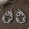 Boucles d'oreilles créoles anneau d'oreille ensemble 80 s Simple creux vache motif tête Western Cowboy en bois goutte cadeau