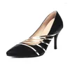 Dress Shoes Pumps Large Size Color-blocking Thin Belt Spring Stiletto Heel Women's Light Mouth Shoe Manufacturers Wholesale