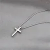 Ketten Vintage Silber Farbe Edelstahl Schmuck Kreuz Anhänger Halskette Für Frauen Kruzifix Christentum Jesus Schlüsselbein Kette 2023