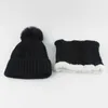 Berets 2Pcs Baby Hat Scarf Set Winter Warm Boys Girls Neck Collar Pompom Beanies For Kids Children Fleece Liner Knitted Hats