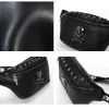 HBP Designer midjeväska för män Bumbag Fanny Pacak Mihaivin Rock Skull Sling Påsar Beltpåse Rivet Bröstväska Lyxig midja Väska Kvinnor Punk Black Leather Men Bum Bags Dicky