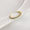 Cluster Rings Genuines S925 Sterling Temperament 14K Gold Rhinestone Green Micro-inlaid Zircon Ring For Women Fine Jewelry Accessories