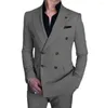 Abiti da uomo Giacca da completo Gilet Pantaloni Moda Doppio petto Casual Business Maschio Sposo Abito da smoking da sposa 2 pezzi Set Blazer Cappotto