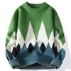 Erkek Sweaters Örme Çizgili Vintage Sweater Külot Erkekler rahat o boyun boyunlu uzun kollu retro baskı jumper