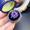 Cluster Rings Sterling Silver 925 Wedding Ring Amethyst Natural Stone Jewelry Gemstone Women Original Engagement Luxury