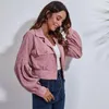 Jackets femininos da primavera feminina e outono de manga comprida casaco curto tecido de veludo marrom top preto mulher roupas rosa janket de casacos vermelhos