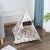 Tapis Tente pour animaux domestiques Lit pour chien Portable Amovible Lavable Tipi Chiot Chat Intérieur Extérieur Chenils Grotte avec coussin et tableau noir