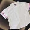 baby t shirt Kid designer clothe Short sleeve summer Lapel white shirt Fashion formal attire Red and blue stripe design