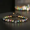 Pulseira Trançada de Luxo Strand Masculina CZ Zircon CrownDisco Ball Charm Pedra Hematita Pulseiras Ajustáveis Hommes Pulsera Hombre