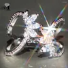 Fedi nuziali Gioielli YaYI Taglio principessa 12 CT Zircone bianco Colore argento Fidanzamento Cuore Festa per ragazze Regolabile