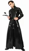 Jassen Sexy Plus Size Vinyl Clubwear Balck Pvc Kunstleer Lange Mouwen Gothic Lange Jas Voor Mannen Vrouwen PU Leren Jas Geul