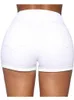 Shorts branco de cintura alta rolado verão feminino denim shorts de alta estiramento magro butt lift flangeing sólido casual jeans shorts para mulher