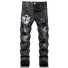 Jeans masculinos mulheres preto empilhado calças homens skinny designer jeans vintage lavagem sólida azul reto ajuste longo casual denim calças primavera verão streetwear1t2n