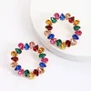 Stud Earrings Girlgo Trendy Multicolor Glass Rhinestone Embellished For Women Clear Crystal Geometric Round Ear Jewelry