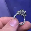 Choucong marka unikalne obrączki ślubne luksusowa biżuteria 925 srebrne srebrne duże owalne cięcie biały topaz cz diamentowy szlachetny impreza Zespół zaręczynowy Ring Three Stone