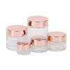 Frosted Clear Glass Jar Cream Bottle Cosmetic Container med Rose Gold Lid 5G 10G 15G 20G 30G 50G 100G Packing -flaskor Pwanh