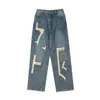 Mäns plusstorlek byxor herrdesigner jeans full stämplade brev trycker kvinnors hip-hop mode casual byxor 03887