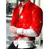 Camisas casuais masculinas 2023 homens sociais gole de colarinho abotoado gradiente de designer de designer impressão de mangas compridas Tops mass roupas masculinas