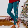 Leggings pour femmes Verre à vin imprimé pour femmes Entraînement de Noël Imprimer Color Block Pantalon de yoga Doux Extensible