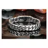 Urok bransoletki czyste biżuteria tytanowa mężczyźni moda krawężnik łańcuch łącza kubańska wysokie polerowane opaski na rękę Bangle Pseras Brace Lace 20cm 22cm Dherd