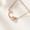 Hängen Women's Silver Rose Gold Zircon Fishtail Dolphin Pendant Sweet Necklace Fashion Trend Jewelry Gift 0362