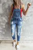 Calças de brim denim macacão para mulher 2021 jeans rasgados mulher macacão elástico denim calças suspender jean femme streetwear mujer xl