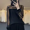 Women's Blouses Fashion Loose Splited Gauze Lace Ruffles Blouse Dameskleding 2023 Lente zomer Casual pullovers tops kantoor dame