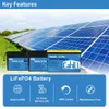 Batterie Lifepo4 12V 24V, 50ah, 100ah, 200ah, BMS intégré, cellule Rechargeable au Lithium fer Phosphate, pour bateau solaire, camping-car