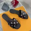 Sandalias de diseñador de calidad superior Zapatillas de tacón alto para mujer Punta abierta Impresión en color de cuero genuino Zapatos de banda ancha para exteriores Tamaño 35-42 Con caja