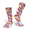 Women Socks Butterfly Printed Women's Long Fashion Colorful Thigh High For Female Happy Harajuku Compression Cotton Soft