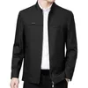 Vestes d'hommes hommes manteau mi-âge père veste chaud style d'affaires avec col montant poches de fermeture à glissière lisses pour