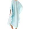 Sukienki Plus size damskie ubrania 2022 Letni Cloak Sleeve vneck symetryczne haftowane luźna sukienka maxi duża sukienka Kaftan Q576