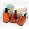 15 ml 30 ml 60 ml 100 ml Bouteille en verre brun ambre Lotion portable Pompe de pulvérisation Conteneur vide rechargeable Voyage Crème cosmétique Shampooing Packi Cicw