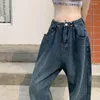 Jeans para mujer Mujeres de cintura alta Casual Sexy Vintage Moda Estilo coreano Calle Pierna ancha Pantalones de mezclilla Primavera Otoño Color sólido